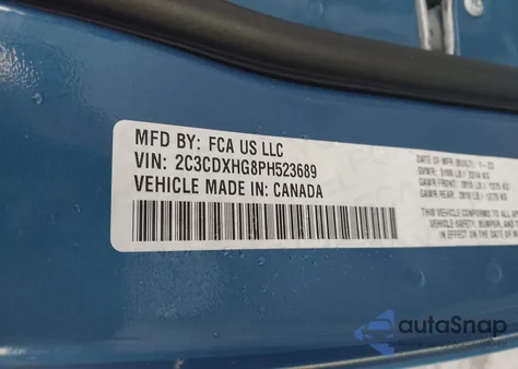 2023 Dodge Charger Gt из США, поврежденный, VIN 2C3CDXHG8PH523689